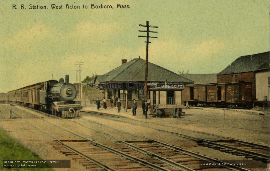 Postcard: Railroad Station, West Acton to Boxboro, Massachusetts